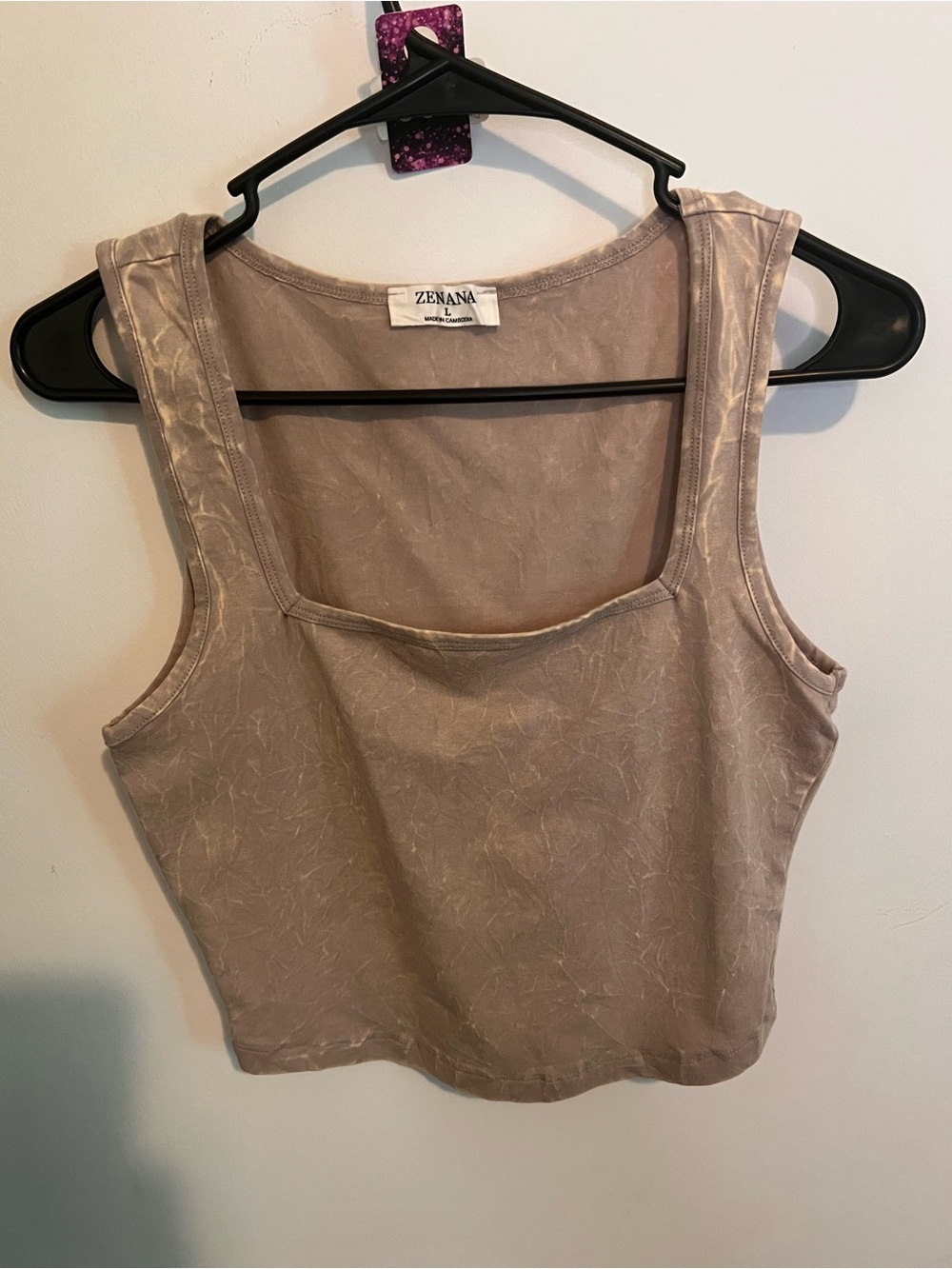 Zenana Outfitters Taupe Square Neck Tank Top